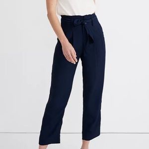 NWT Navy Blue Madewell Drapey Paperbag Pants 00